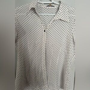 Notations Ivory Blouse with Black Polka Dots